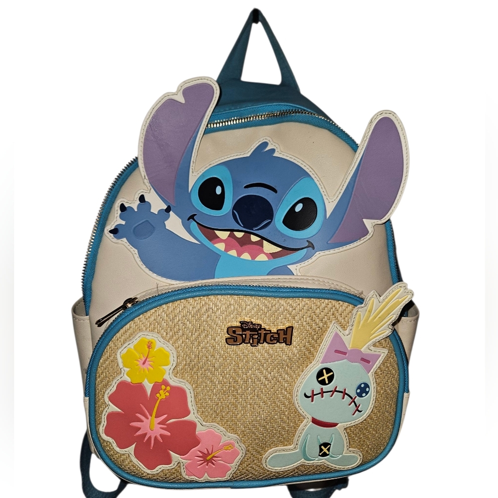Disney Stitch & Scrump Character Backpack with Floral Design